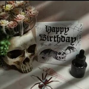 Gothic Skull Decor with Spider and Card